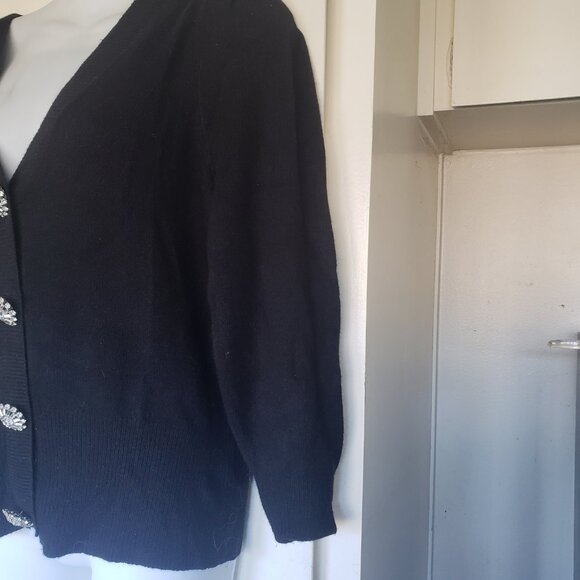 Black Sweater Express with Rhinestone buttons Size M - Picture 4 of 4